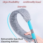 Flat Duster for Under Appliances Cleaning Tool with 4 Microfiber Dusting Cloths, Flat Duster with Extension Pole, Retractable Gap Dust Cleaning Artifact, Bendable Microfiber Duster Mop (1) - Image 5