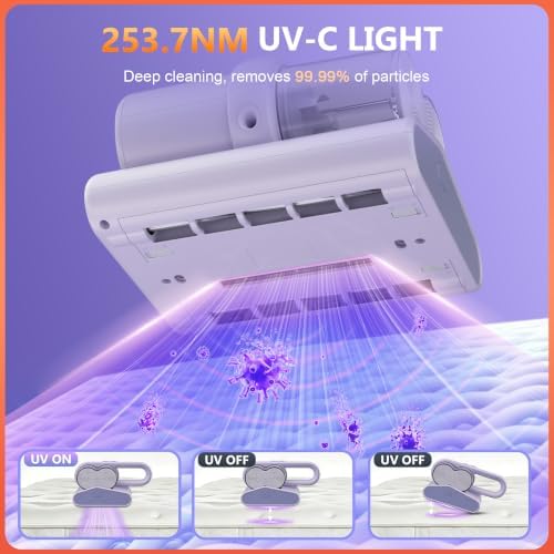 Mattress Vacuum Cleaner, 16Kpa Bed Vacuum with 253.7nm UV‑C Light - Image 3