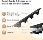 Silicone Stove Gap Covers with Stainless Steel, Oven Gap Filler Seals Gaps Between Stovetop and Counter, Stove Gap Guards Range Trim Kit, Easy to Clean Stove Gap Guard (Black 2 Pack,21" with mat) - Image 5