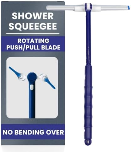 Extendable Shower Squeegee with 180-Degree Rotating Blade for Push/Pull Use – Ergonomic Cleaning Tool for Showers, Glass Doors, and Windows – 16'' to 28'' Handle for Strain-Free Cleaning by Unknown
