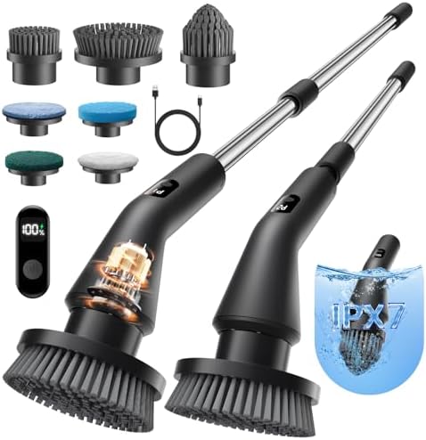 Electric Spin Scrubber, Power Shower Cleaning Brush with Extendable Handle by Leebein