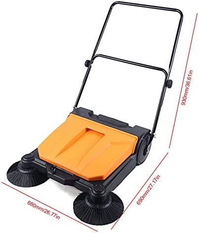 Futchoy Industrial Floor Sweeper 26" 15L Hand-Push Sweeping Sweeper 360° Rotary Sweeper for Indoor Outdoor Orange - Image 7