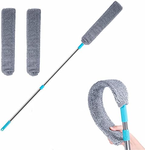Retractable Gap Dust Cleaner Under Appliance Microfiber Duster Dust Brush with Extension Pole (36 to 49 inches) Cleaning Duster for Bed High Ceilings Furniture Bottom Household Gap Duster Gray by ARAINY