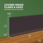 MD Building Vinyl Wall Base, Brown, 4in x 48in Dry Back Trim - Image 2