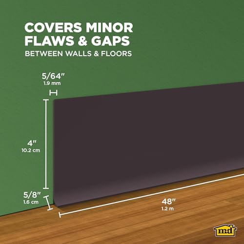 MD Building Vinyl Wall Base, Brown, 4in x 48in Dry Back Trim - Image 2