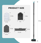 nacena Shower Scrubber with Long Handle, 4 in 1 Tile Tub Scrubber Brush with 3 Detachable Cleaning Heads and V-Shaped Grout Brush Shower Cleaner Brush for Bathroom Kitchen Toilet Tub Sink Wall, Black - Image 2