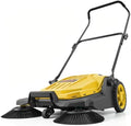 VEVOR Walk-Behind Hand Push Floor Sweeper, Manual Floor Sweeper Non-Electric with 25.6" Sweeping Width, 5 Gallons Waste Container & Adjustable Folding Handle for Yards Walkways Patios Garages - Yellow by VEVOR