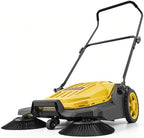 VEVOR Walk-Behind Hand Push Floor Sweeper, Manual Floor Sweeper Non-Electric with 25.6" Sweeping Width, 5 Gallons Waste Container & Adjustable Folding Handle for Yards Walkways Patios Garages - Yellow by VEVOR
