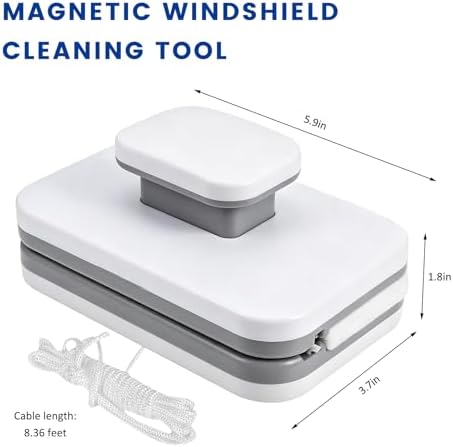 Magnetic Windshield Cleaner Tool Set, Double-Sided Car Window Cleaner with Rope for 3-10mm Thickness Glass, Multi-Purpose Outside & Inside Windshield Cleaning Tool for Vehicles - Image 2