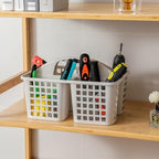 Portable Shower Caddy Basket Plastic Storage Basket with Divided Light Grey - Image 4