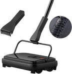VEVOR Carpet Sweeper Manual, Floor Sweeper with 300 ml Dustbin Capacity Easy to Empty, for Home Office Carpets Pet Hair Dust, Black by VEVOR