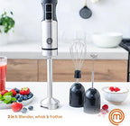 MasterChef Immersion Blender Handheld with Electric Whisk & Milk Frother Attachments, Hand Held Stainless Steel Stick Emulsifier for Making Baby Food, Soup, Puree, Cake, Cappuccino, Latte etc, 400W - Image 2