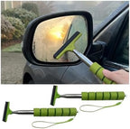 2PCS Car Side Mirror Squeegee, Retractable Vehicle Rear View Mirror Cleaning Wiper for Rainy Foggy Weather, Portable Auto Window Glass Cleaner Squeegee, Universal Fit (Green) by Unknown
