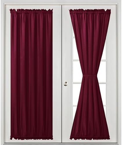 Hiasan French Door Curtains Privacy, Burgundy, 52W x 72L, 1 Panel - Image 2