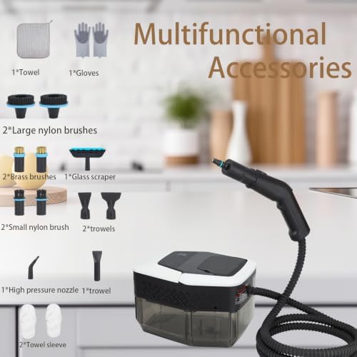 Steam Cleaner, 2500W Handheld Steam Cleaner for Home, 15s Fast Heat-Up, 6-Level Adjustable Portable Steam Cleaner for Upholstery, Grout, Floor, car (White) - Image 5