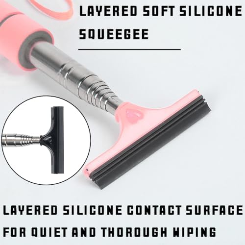 Bittwee 2PCS Car Side Mirror Squeegee, Retractable Auto Rearview Mirror Wiper, All-Purpose Window Squeegee for Cleaning Shower Glass Door, Vehicle Accessories Universal for SUV Truck RV（Black/Pink） - Image 3