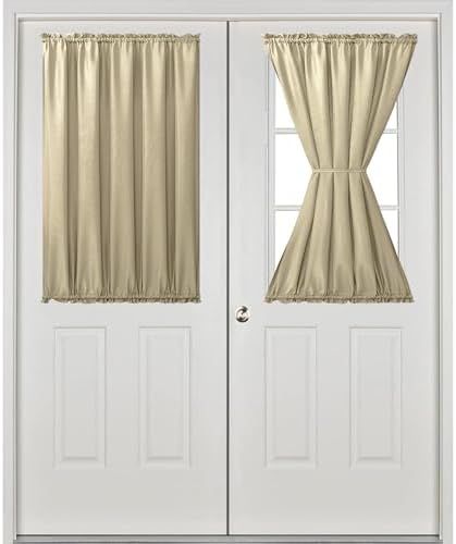 Hiasan French Door Curtains Privacy, Khaki, 52W x 40L, 1 Panel - Image 2