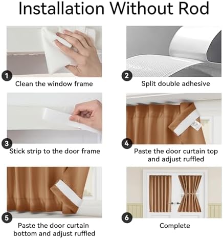 Vatge Terracotta French Door Curtains 72 Inch Length for Patio Door - Burnt Orange Sidelight Curtains for Front Door, 1 Panel, W25 x L72, Terracotta - Image 3