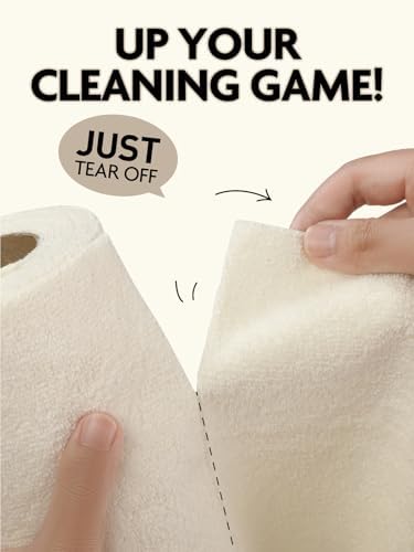 Fantasticlean Kitchen Towels Roll, 40 Sheets, 10''x 10'' (Beige, Grayish) - Image 2
