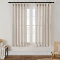 Linen Textured Curtains 63 Inch Length Semi Sheer Linen Small Drapes by DUKIYO
