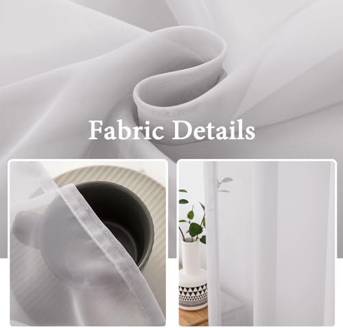 MIULEE Light Grey 25 x 40 Inches Sidelight Sheer Door Curtains - Image 6
