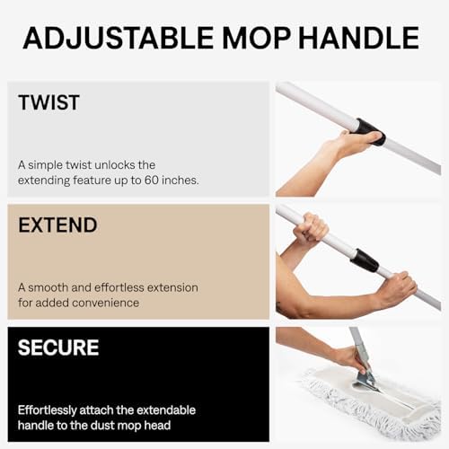 24 Inch Yellow Commercial Dust Mop & Floor Sweeper with Extendable Handle – Mop for Hardwood, Tile, and Concrete Floor Cleaning - Image 4