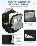 coofay Travel Backpack For Women Men Airline Approved Carry On Backpack Flight Approved Waterproof Sports Luggage Backpack Casual Daypack Small Hiking Backpacks Black Backpacks - Image 6