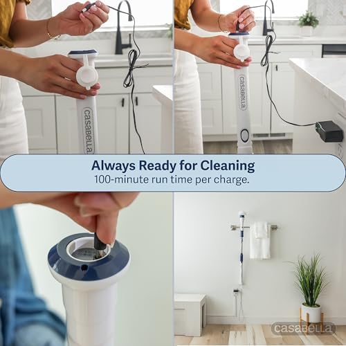 Casabella Power Spin Scrubber, Extendable to 47.5” – Cordless Electric Cleaner for Shower, Kitchen, Bathroom, Tile, Tub, Car, Deck - Rechargeable Spin Brush with Adjustable Brush Head & 4 Attachments - Image 4