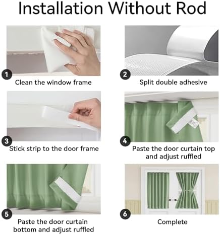 Vatge Sage Green Door Curtains for Door Window,72 Inch Length Front Door Curtains for Glass Window, 1 Panel, W25 x L72, Sage Green - Image 3