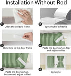 Vatge Sidelight Curtains for Front Door, Self Adhesive Sidelight Curtains for Door Winow, 1 Panel, W25 x L80, Sage Green - Image 3