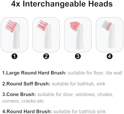 Electric Brush with 4-in-1 Multiple Brush Heads, Cordless Motorized Cleaning Brush for Bathroom, Toilet, Kitchen, Tile, Crevice - Image 3