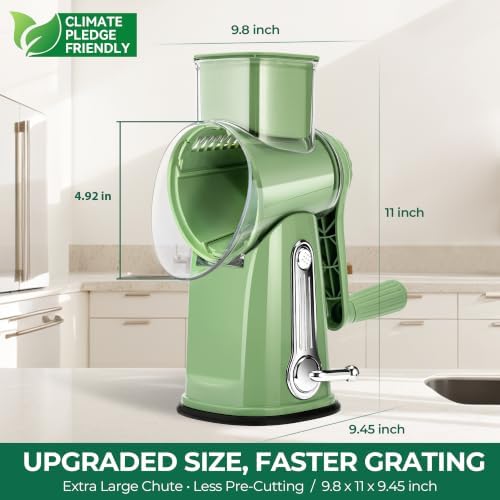SUSTEAS Rotary Cheese Grater, Large Vegetable Food Shredder, 5 Blades - Image 6