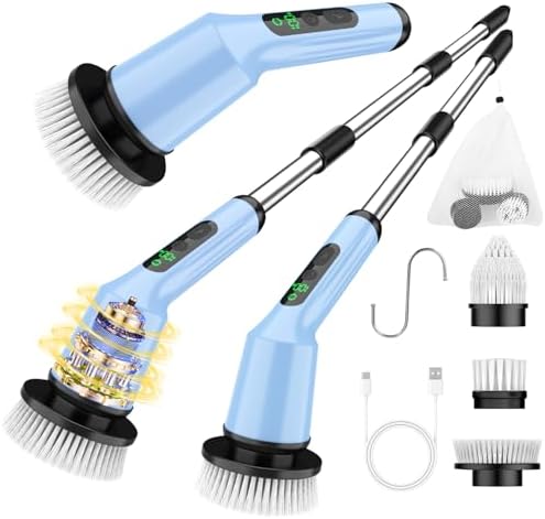 Electric Spin Scrubber for Bathroom, Shower Scrubber with Long Handle by CTMAST