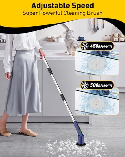 Electric Spin Scrubber for Bathroom, Shower Scrubber with Long Handle - Image 3