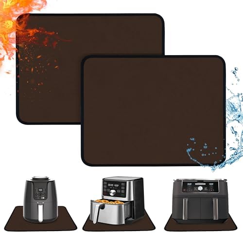 2 PCS Heat Resistant Mats for Countertop Air Fryer, 24x16in, Brown by Amerbro