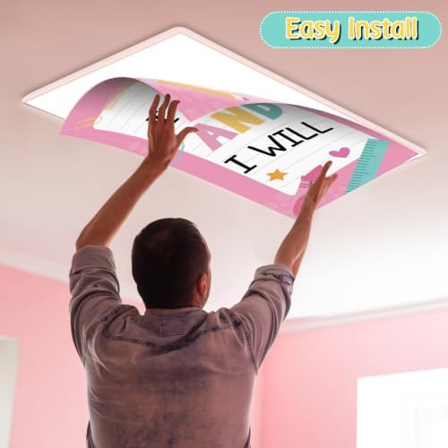 8Pcs Classroom Fluorescent Light Covers,2x4 FT Pastel Rainbow Pencil - Image 4