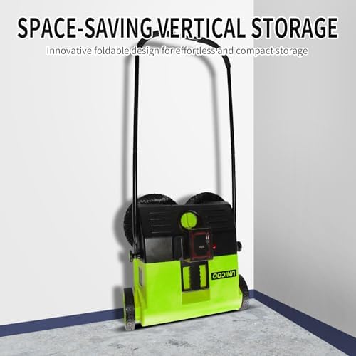 UNICOO Battery Powered Walk-Behind Floor Sweeper, 23" Push Sweeper with Dual Side Brushes, 6.6 Gallon Dust Bin, Adjustable Handle, Indoor/Outdoor Debris Sweeper, Not a Vacuum - Image 7