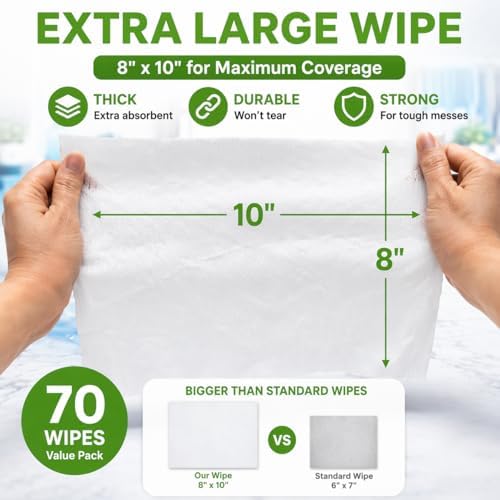 Air Jungles All Purpose Surface Cleaning Wipes 70 Count, XL 8x10 Inch - Image 2