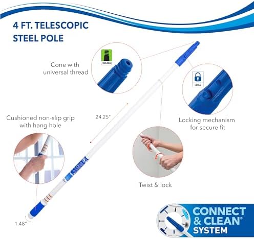 Unger Speed Clean with 4ft Pole and Extra Reusable Pads, Indoor Window Cleaner, Household Cleaning Supplies, Works with Glass and Natural Cleaners and Solutions, Attracts Dust and Dirt - Image 4