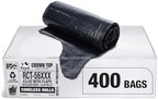 Heavy Duty 56 Gallon Trash Bags - (Huge 400 Pack/w Flap Ties) - 2.0 MIL (Equivalent) 43" x 46" Star Sealed Bottom Thick Garbage Bags for Contractors, Lawn, Leaf, Yard Waste, Commercial Kitchen by AlufPlastics