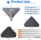 Wall Mop with 80 Inches Long Handle, Wall Cleaner Mop Tool for Window/Walls/Ceiling Fans/Dust/Baseboard/Floors Clean, 360° Ceilings Cleaner Tool Duster with Squeegee 6 Replacement Pads - Image 4