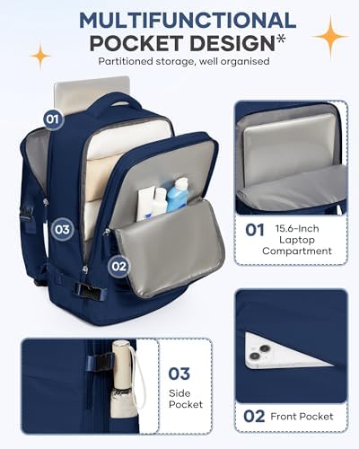 coofay Travel Backpack Carry On Backpack Personal Item Travel Bag Mochila De Viaje Carry On Backpack For Airplanes Traveling Backpack For Women Gym Backpacks College Backpacks Sapphire Blue - Image 5