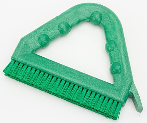 SPARTA Plastic Commercial Grout Brush, Triangle-Shaped Scrub Brush with Scraper and Two Threaded Holes for Attaching Handle (Sold Separately), 9 x 7 x 7 Inches, Green - Image 6