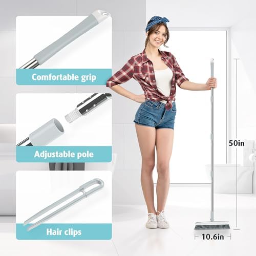 AIR U+ Grout Brush with Long Handle 180° Swivel Scrub Brush White - Image 2