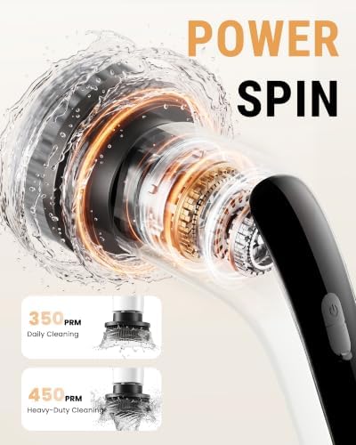 Electric Spin Scrubber, 50 in-lbs High Torque Shower Scrubber & Retractable Long Handle, 10-in-1 Variable Speed Cordless Cleaning Brush for Bathroom, Bathtub, Toilet, Kitchen, Tile Floors & Car - Image 6