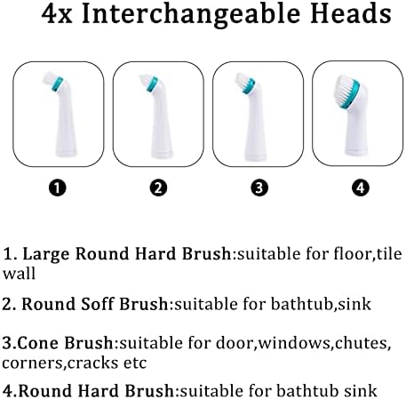 Electric Cleaning Brush with 4 in 1 Multiple Brush Heads, Indoor Household Cordless Motorized Brush for Bathroom Toilet Kitchen Tile Crevice - Image 4