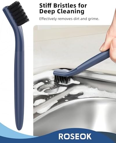 ROSEOK Grout Cleaner Brush Set, Detail Cleaning Brush Set, Nylon Bristles - Image 3