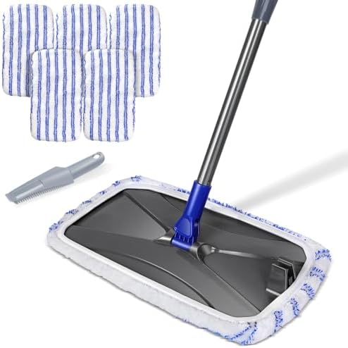 Hardwood Floor Mop,Extended Large Flat Floor Mop with 5 Washable Pads by MASTERTOP