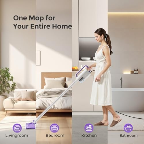 Steam Mops for Floor Cleaning,All-in-One Steam Cleaner for Home with 2 Levels Steam Mode,350ML Tank,23FT Cord, Detachable Handheld Steam Cleaner for Tile,Grout,Furniture,Carpet,Grill,Wall - Image 3
