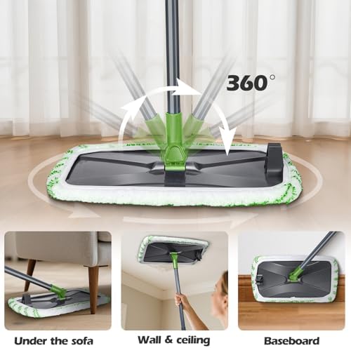 Hardwood Floor Mop,Extended Large Flat Floor Mop with 5 Washable Pads - Image 3
